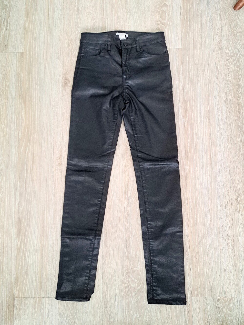 H&M Black Skinny Coated Jean Pants Sz 4